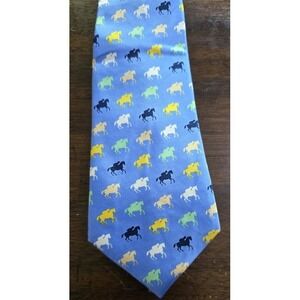 NWOT Beaux Tied Silk Blue Horse Racing Formal Classic Style Tie 126004